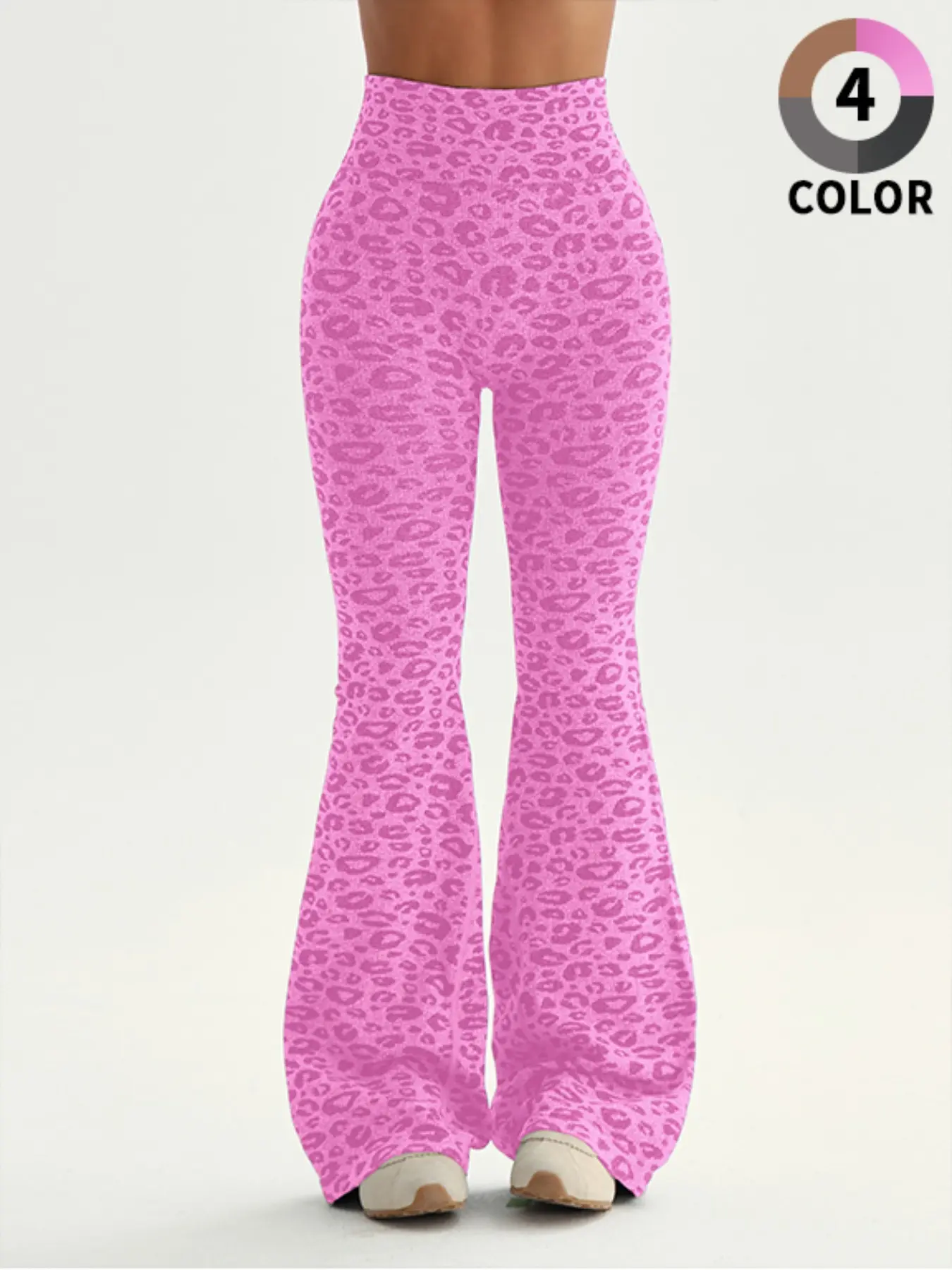Women's Leopard Print Sport Pants, Spring Summer Micro Flare Yoga Bell Bottoms, Fashion Comfortable Breathable High Waist Workout Wide Leg Pants, Athleisure Style Pants, Yoga Workout Trousers, Flared Yoga Bottoms, High Waist Sportswear, Activewear Bottoms