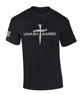 Mens Christian Shirt Nail Cross Unashamed Short Sleeve T-shirt Graphic Tee Classic Menswear