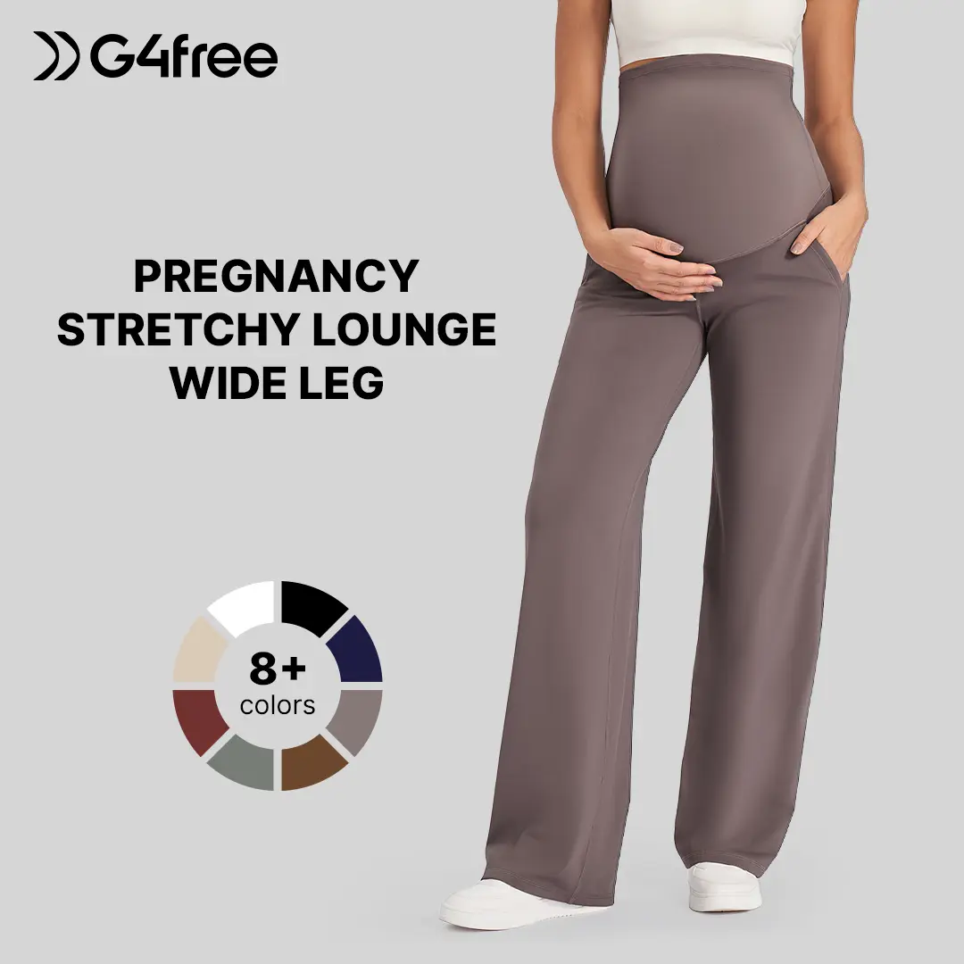G4Free Women's Over-the-Belly Maternity Wide Leg Pants - Stretchy Maternity Apparel with Pockets for Yoga, Casual Layering - EverGoing 2026