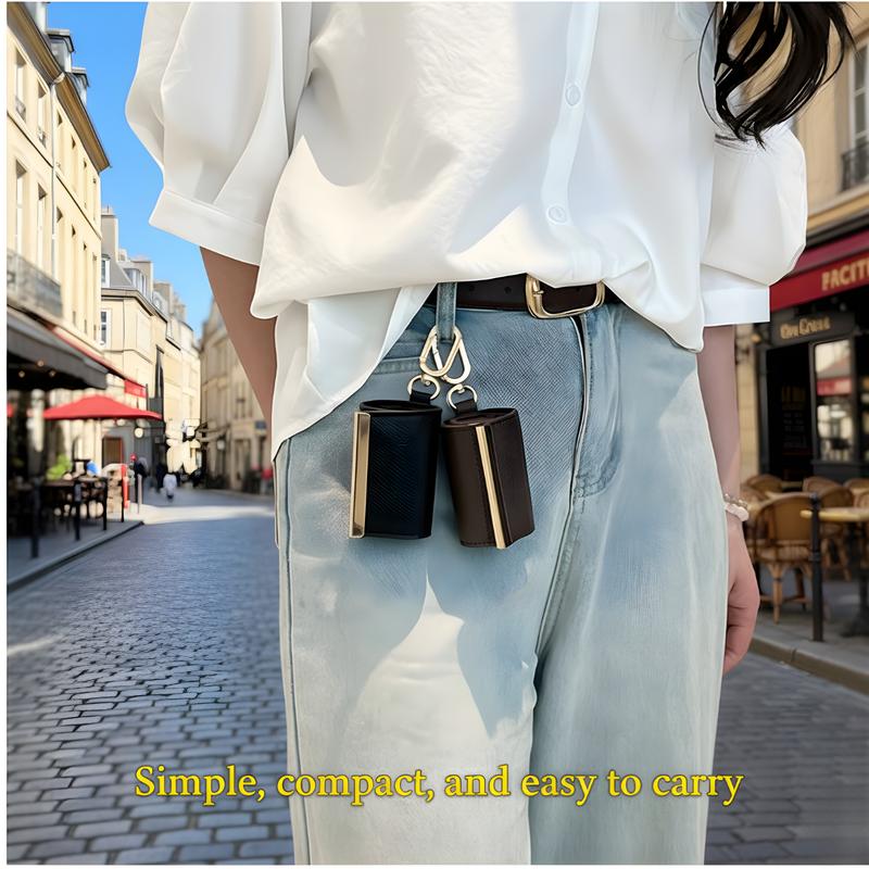 Keychain Tote Bag, Foldable Tote Bag, Expandable Leather Mini Bags with Key Ring, Portable Handbag for Daily Errands