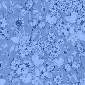 Fabric Lumin White Owl Textiles Blue Packed Floral Amalfi Coast by the Quarter Yard W105-003-555