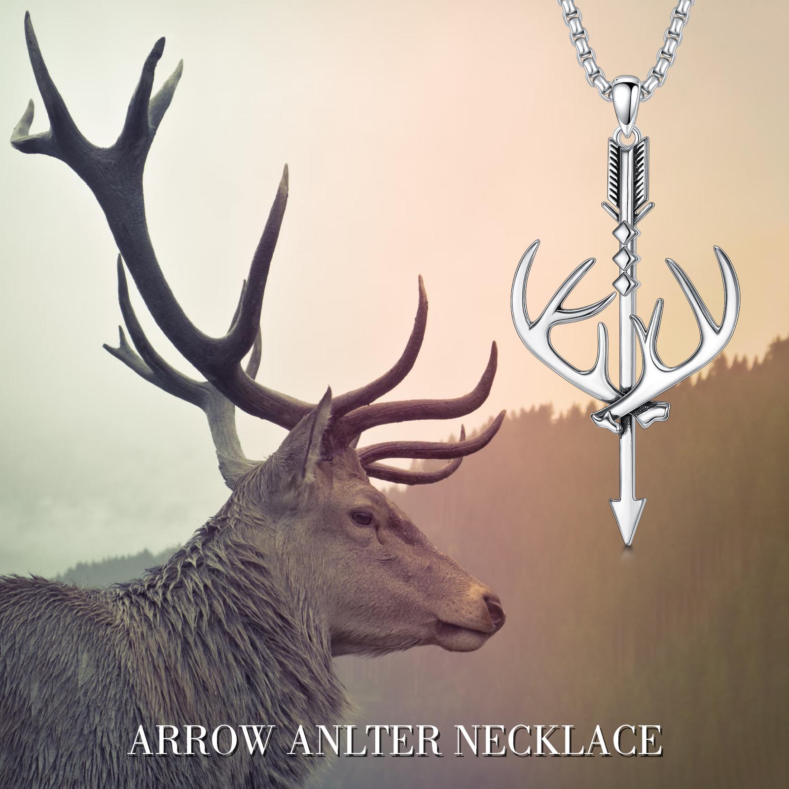 MEIDERBO Jewelry Cross Necklace for Men - 925 Sterling Silver Cross Deer Antler Fish Hook Pendant - Hunting Jewelry Gifts 22+2