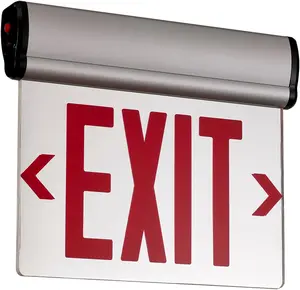 High end Red Exit Signs for Business, Double Sides LED Edge Lit Exit Sign, UL 924, Hardwired Emergency Exit Lights with Battery Backup, Aluminum Housing with Rotating Acrylic Mirror Panel, AC 120/277V, 1 Pack