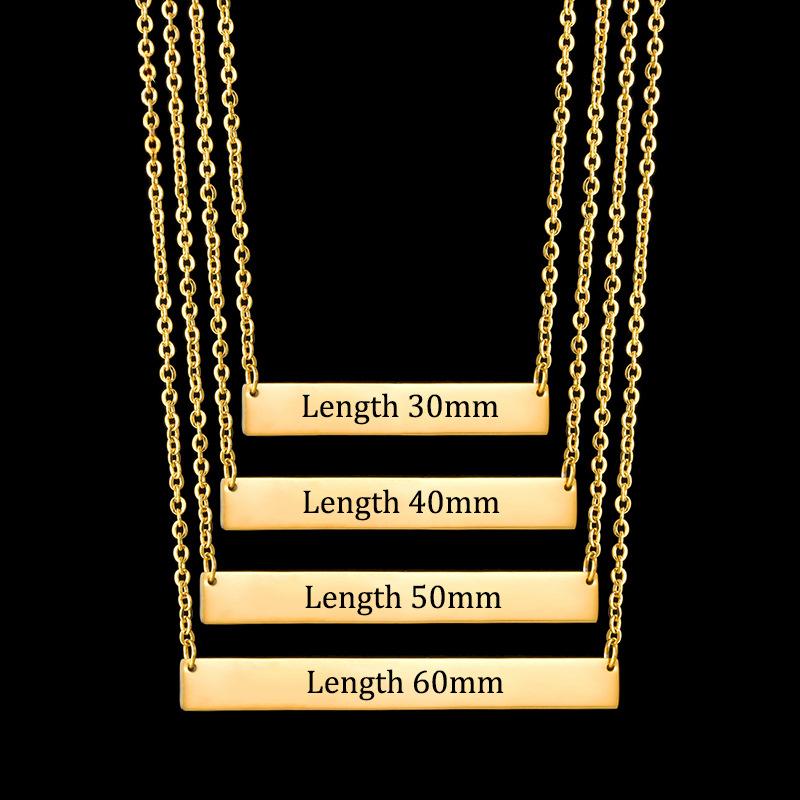511 Customized Engraved Personalized Glossy Pendant Titanium Steel Rectangle Necklace Valentine's Day Gift