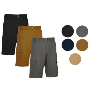 Men's 3-Pack Cotton Stretch Cargo Shorts (With Belt) Casual Elastic