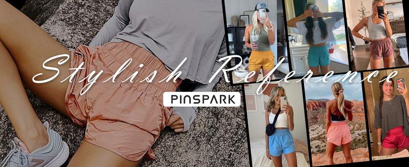 PINSPARK Women's Athletic Shorts Gym Workout Running Shorts with High Waist Zipper Pockets