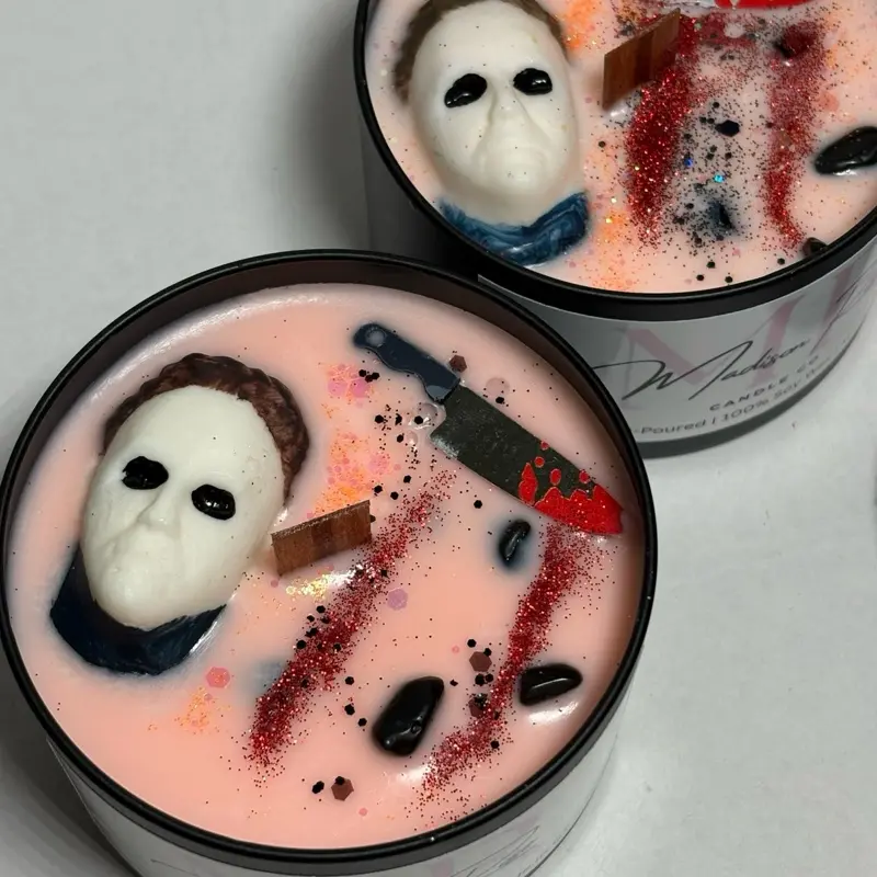 Halloween Night - Horror Movie Candle - Scented with Candy Apple - Hand Poured 100% Soy Wax Jar