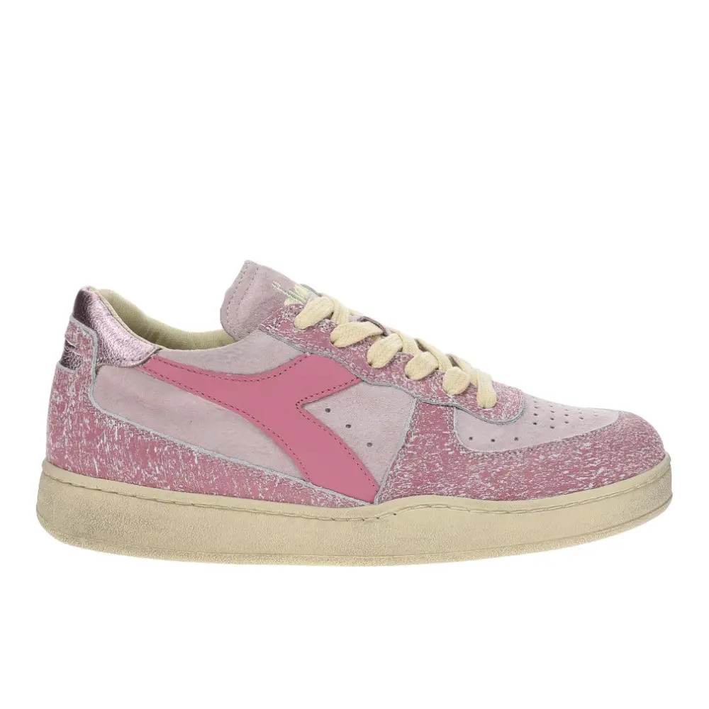 diadora Womens Mi Basket Low Blush Lace Up Running Sneakers Shoes - Pink