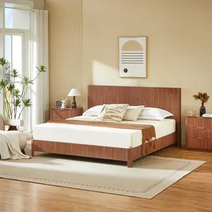 Bellemave  Wooden corrugated curved bed frame. No need for a spring box. It is not just a 'bed', but also the finishing touch of the bedroom's appearance value (excluding bedside tables)