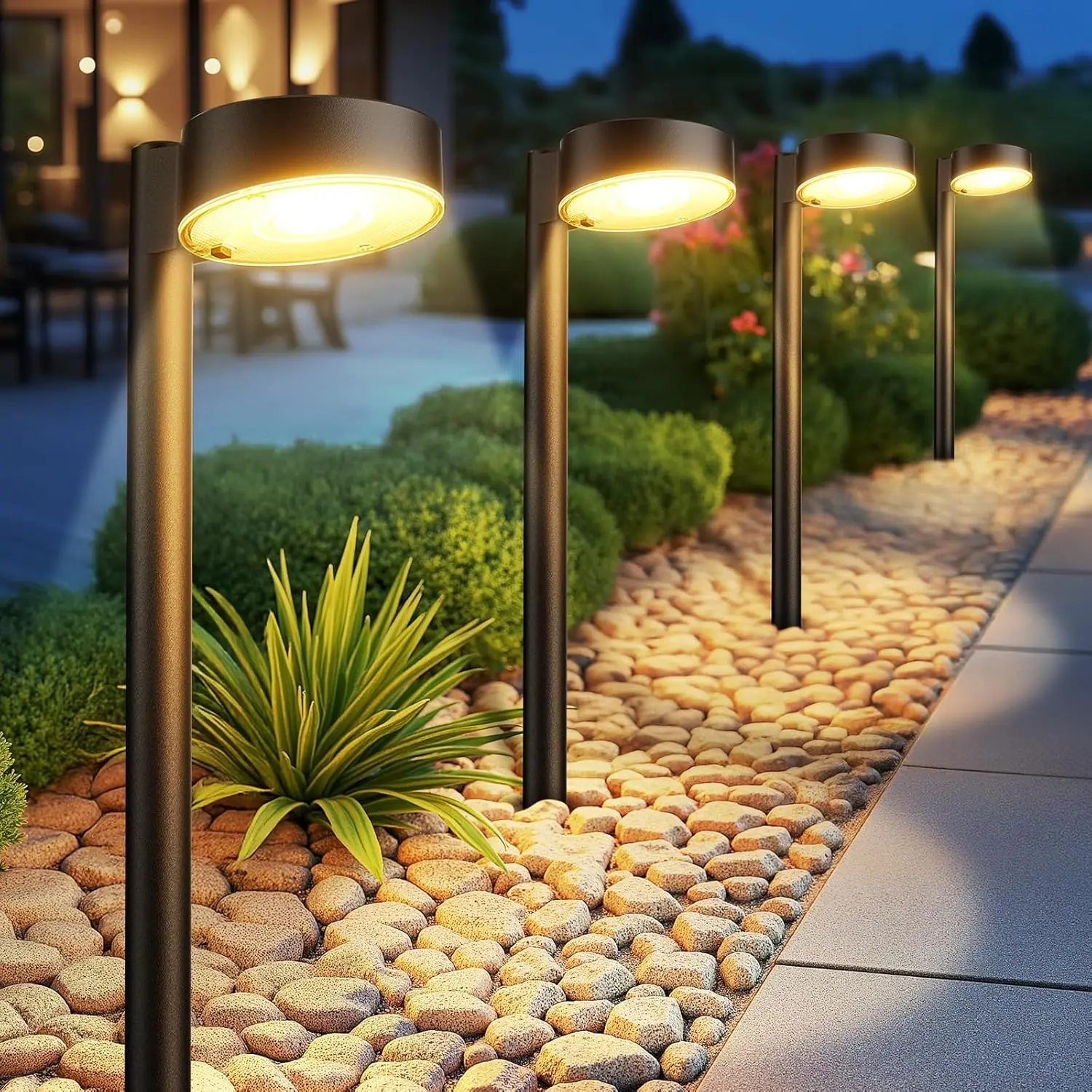 Solar Pathway Lights Outdoor, 12 Brighter LED Solar Lights Outdoor Waterproof, Up to 12 Hrs Modern Solar Path Light for Yard Garden Walkway Driveway Lawn
