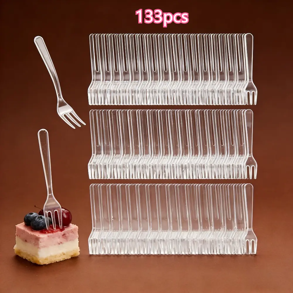 133pcs, Mousse Forks, Mini Dessert Forks, Appetizer Forks, Exquisite Fruit Cake Forks, Party Tableware, Suitable for Birthdays, Desserts, Weddings, Labor Day, Easter, Music Festivals