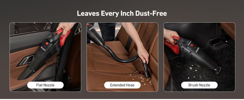 【Valentine's Day Gift】AstroAI Handheld Car Vacuum Cordless with Accessories, Portable Vacuum Cleaner with 12V DC Power, LED Light, Brush, Extended Suction Pipe, Hose, Mini Handheld for Car, Home, Office, and Pet Hair, Red