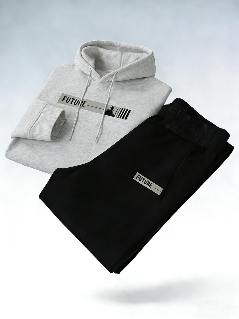 Men's two-piece set, casual round neck long sleeved hooded sweatshirt and sports pants set, suitable for winter and autumn, sports clothing set, sweater hooded sweatshirt, sweatshirt, sports pants, hooded sweatshirt, jogging pants, sweatshirt, pants, hood