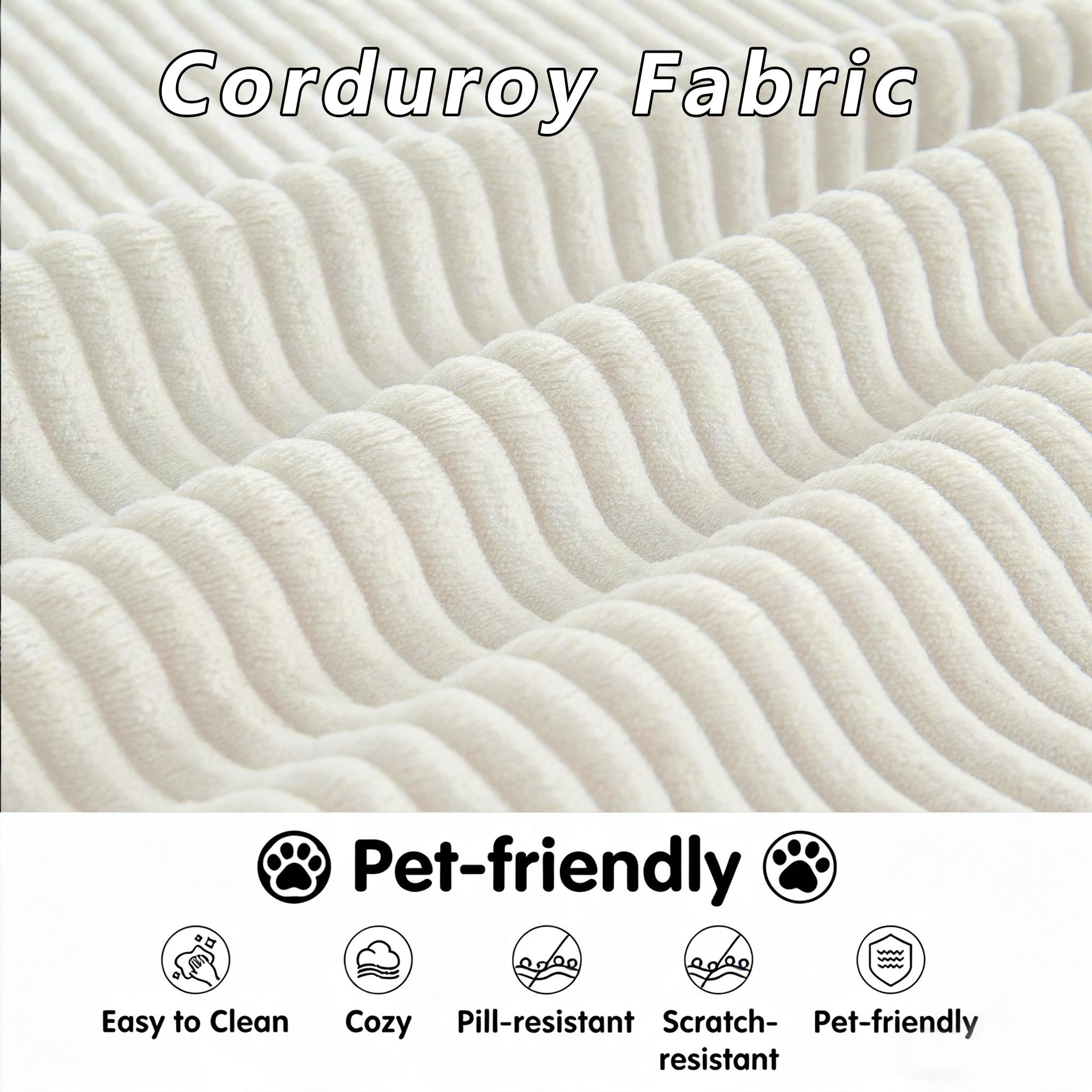 Boneless Couch Bed Chaise Oversized Lounge Series Plush Corduroy 1200LBS Load Bearing ，With Cup holder ，With Storage bag，No Assembly Required 24 Months Warranty，Upholstered Fluffy cloud sofa bed with Throw Pillows,Indoor Sleeper Chair