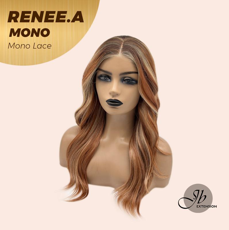 JBEXTENSION RENEE.A MONO Monofilament Handmade Wig 6X5 Full Monofilament Hand Tied Top Wig 22 Inches Cowboy Copper Mono Lace Wig With Anti-slip Silicone Strips Glueless Wig RENEE.A MONO【BENDY EAR TABS】