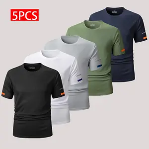 Summer Quick-Dry Mesh Short-Sleeve T-Shirt Set, 5 Pieces, Breathable Casual Sports Style