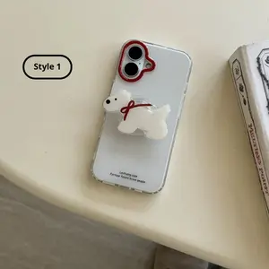 Cute Puppy & Animal Phone Grip, Kawaii Dog Magnetic Phone Holder, Bow Animal Phone Stand, MagSafe & Adhesive Grip, Girly Phone Accessory Gift