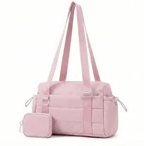Quilted Down Bags  Mini Gym Bags for Women 2 Set Small Bag Duffle Handbag with Wet Compartment and Coin Wallet Soft Lightweight Material Workout Outdoor Sports Bag Tote Bag Shoulder Bag Pouch Multiple colors Travel bag