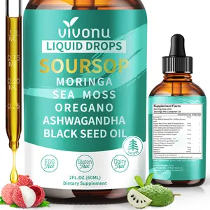 VivoNu Soursop Liquid Drops | Guanabana + Black Cumin + Echinacea + Vitamin C + Vitamin D | Daily Wellness & Energy Balance | Herbal Liquid Drops for 30 Days