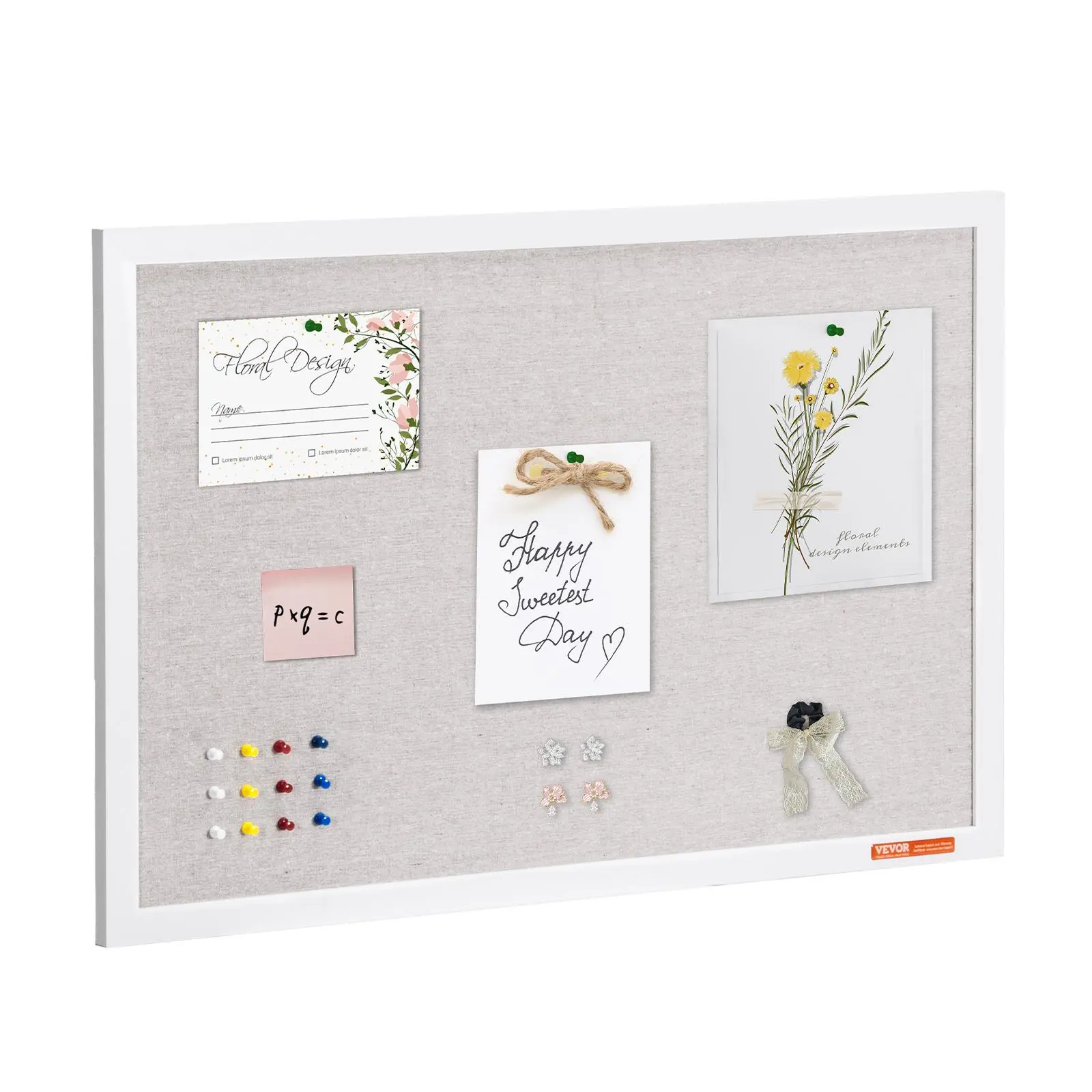 【SummerFinds】VEVOR 30"x20" White Cork Board with Linen Surface – Stylish Wall-Mounted Bulletin Board for Home,  School, Office – Elegant & Functional Noticeboard