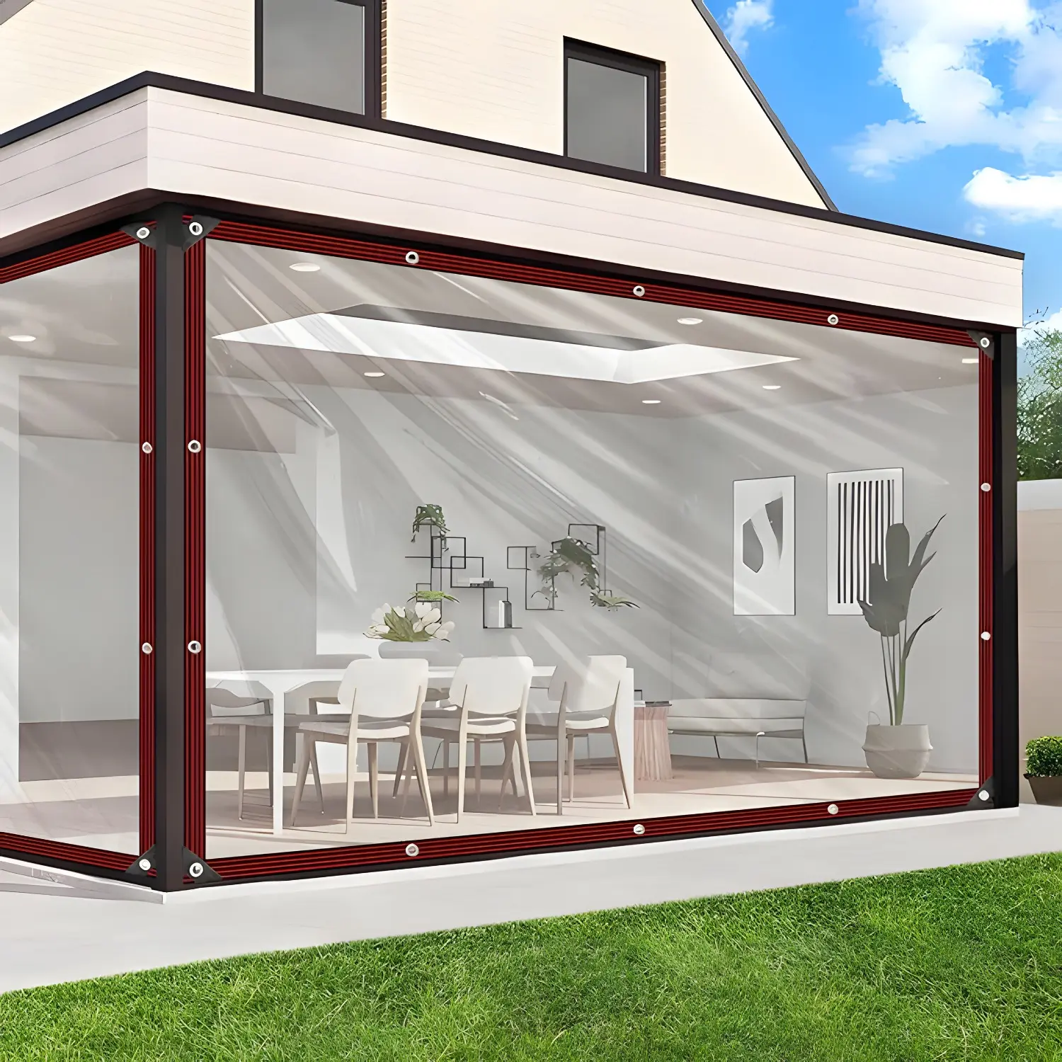 [Summersale]Clear Tarp - Heavy Duty Waterproof 13x10ft Clear Plastic Tarp with Grommets Transparent Vinyl,Tarps Outdoor Garden Rainproof Tarpaulin for Greenhouse Plant Patio Roofs Porch Chicken Coop