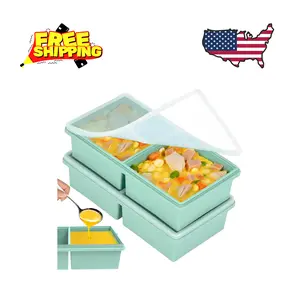 2 cup Silicone Freezer Trays with Lids, Soup Freezer Molds