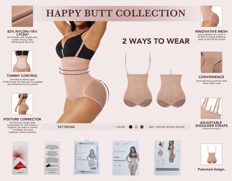 FeelinGirl #G1/4 Seamless Tummy Control Butt Lifter Nylon Thong Shapewear Day Womenswear