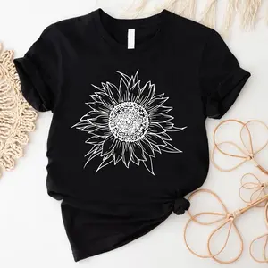 Sunflower T-shirt Women, Sunflower Gift for Women, Womens Summer Outfits, Boho Shirt for Women, Floral Mom Tee, Plant Lady Shirt, Garden Tee Cotton Top country concert outfits western outfits
