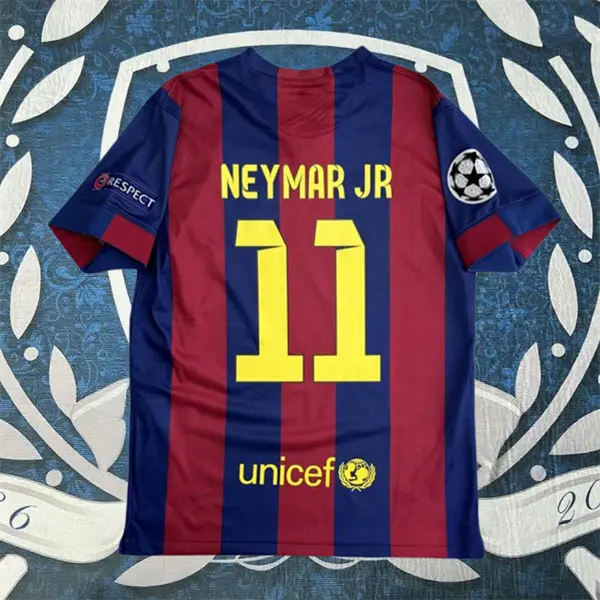 14 15 Red Blue Home Neymar 11 Short Sleeve Soccer jerseys