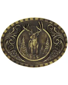 Montana Silversmiths Men's Heritage Outdoor Series Wild Stag Carved Belt Buckle - A507c