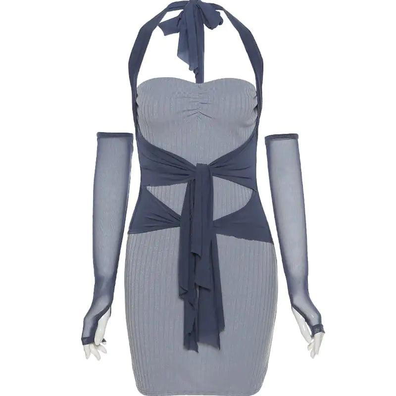 Elegant Tie Waist Halter Dress
