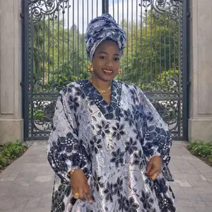 Zaria brocade Bubu  with chantily veil