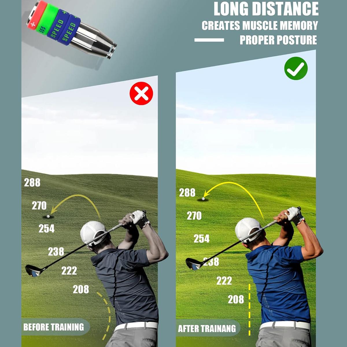 Golf Swing Speed Trainer Adjustable Training Equipment with Three Weight Configuration Options, Compatible with All Major Golf Clubs