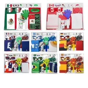 2026 World Cup Fan Set National Team Spain Edition with Polyester Scarf Glasses Wristband Clapper Face Paint Bandana and Flag Fan Gear Fan Accessories