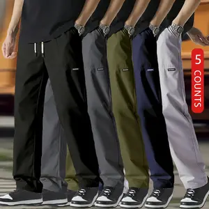 Five-pack fashionable long pants with pocket combinations, featuring a stylish, versatile design and an adjustable drawstring; suitable for everyday wear, work, travel, running, casual fitness, outdoor activities, walking, dates, and more.