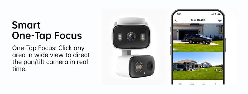 TP-Link & Tapo C246D(2-Pack) 2K 3MP Dual Lens Pan/Tilt Indoor/Outdoor Security Cameras with AI Detection, 360° Pan, Free Person/Vehicle Detection, SD/Cloud Storage, Works with Alexa & Google Home