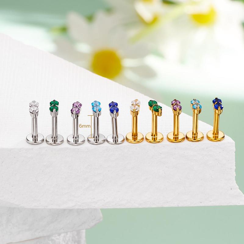 Oufer 16G Threadless Push Pin Tiny CZ Flat Back Helix Tragus Conch Cartilage Earring