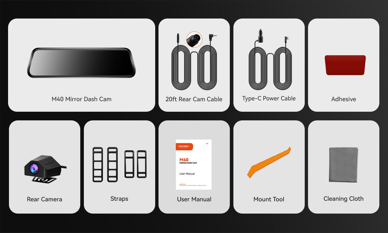 WolfBox M40lite 4K Mirror Dash Cam 10" Touch Screen Front & Rear Camera with 4K Resolution for Enhanced Driving Safety HolidayHaul Wifi Dashcam Wifi Dashcam