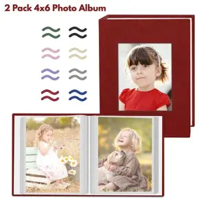 2 Pack 4x6 Photo Album – Linen Small Slip-In Picture Album Book Holds 80 Photos (40 Pockets), Baby Family Memories, Easter Gift & Birthday Gift for Women & Mom
