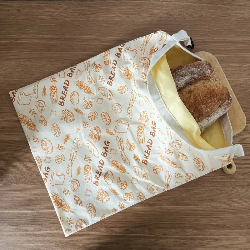 Reusable Linen Eco-Friendly Beeswax Bread Bags (2-Pack, 12.6 x 17 inches Large) - Kitchen Bakeware Storage, Fits Baguettes & Veg Bundles, Keeps Bread Crusty and Soft, Cold Water Only Washable, Fresh-Keeping for Counter/Fridge/Freezer, Natural Look