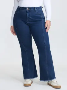 【Y2K】【Pocket Approved】BLOOMCHIC Plus Size Mid Rise Patchwork Panel Flared Jeans [M-6X] 2026 Summer Vibes