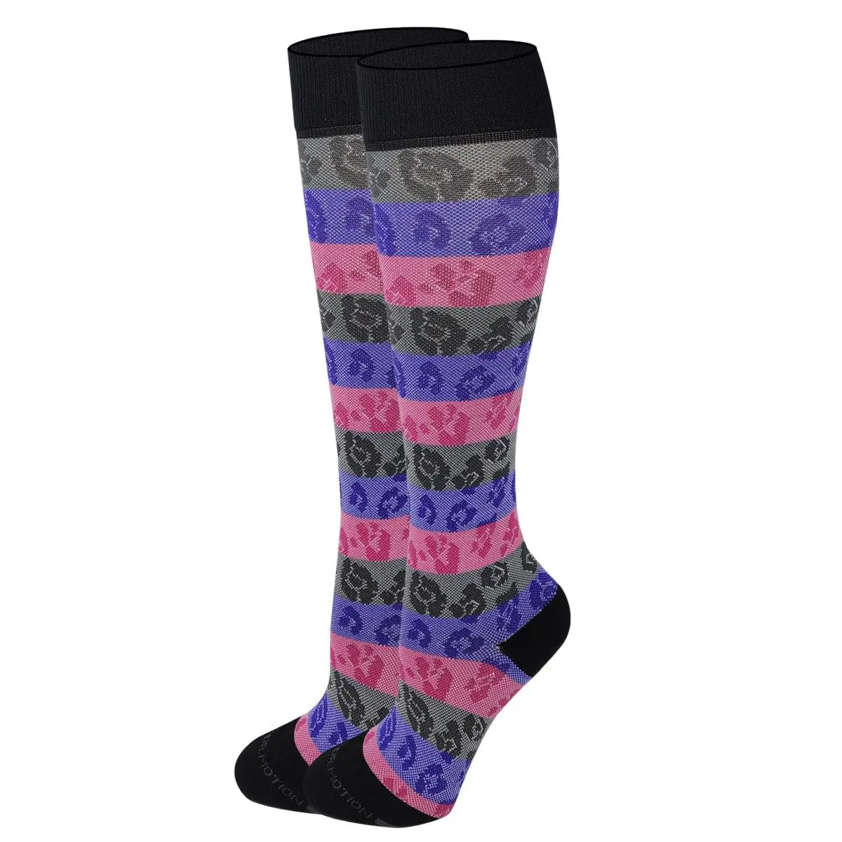 Women's Compression Socks, Casual Fashion Animal Print Knee-High with Smooth Toe Seam - Mild 8-15 mmHg Nylon Support for Work & Travel (1 Pair)
