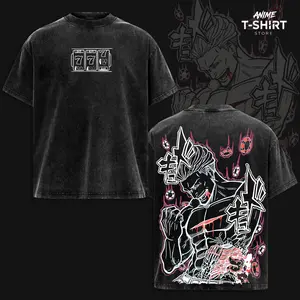 Hakari - Jujutsu Kaisen Vintage Washed Anime T-Shirt, Oversized Boxy Fit, Heavyweight Cotton Graphic Tee, Dark Streetwear Gym Pump Cover Daily Wear, Gift for Anime Fans