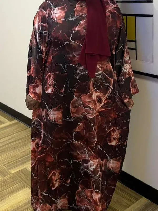Rouge Marble Abaya w/ matching Chiffon Hijab (L)