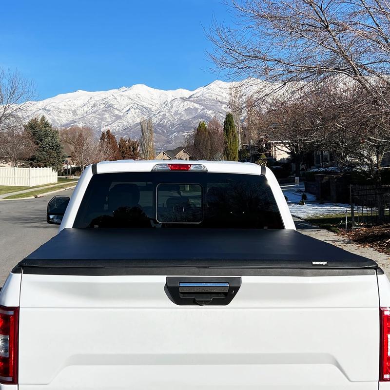 OEDRO Soft Quad Fold Tonneau Cover Truck Bed Covers Compatible with 2009-2014 Ford F-150 F150 5.5ft Bed