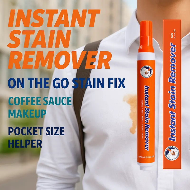 Instant Stain Remover Pen, Portable Quick Stain Eraser for Clothes and Fabric, Removes Coffee Wine Sauce Makeup Stains, Travel Friendly Pocket Cleaner, 3pcs