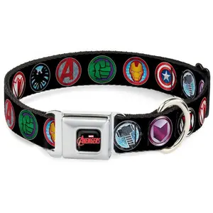 Marvel Avengers Logo - Multicolor Buckle-Down Dog Collar Marvel Avengers Logo - Multicolor Buckle-Down Dog Collar