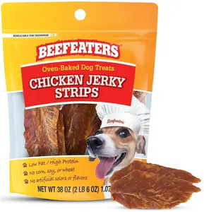 Beefeaters Chicken Jerky Strips for Dogs 38oz, 100% Real Chicken Breast, Oven-Baked, Grain-Free Dog Treats for Training & Rewards, High Protein, Low Fat, Resealable Bag, Allergy-Friendly, All Life Stages