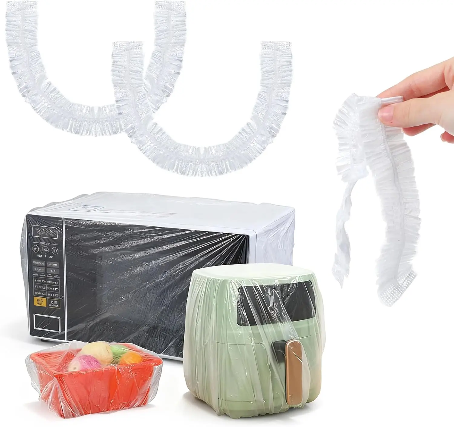 30 PCS Kitchen Small Appliance Dust Covers, 90*110cm Disposable Clear Thickened Plastic Dust Cover with Elastic Kitchen Appliance Covers for Air Fryer,Blender,Coffee Maker,Pressure Cooker Slow Cooker