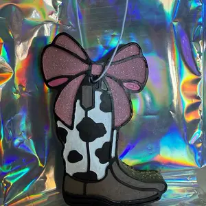 Glitter Bow Boot Car Freshie - for Fresh Car Aroma